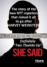 On October 5, 2017, a New York Times story by reporters Megan Twohey and Jodi Kantor made public what had been whispered about for years. One of the most powerful men in Hollywood, Harvey Weinstein, who made films that made millions at the box office was a serial sexual predator whose abuses were covered up by his studio with hush money payments. Twohey and Kantor wrote a best-selling book about researching the article and persuading the women to go on the record. I highly recommend you see this film.